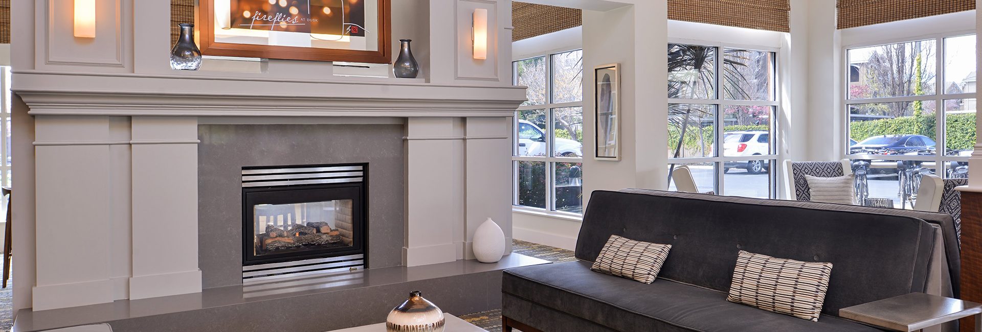 Living room with fireplace