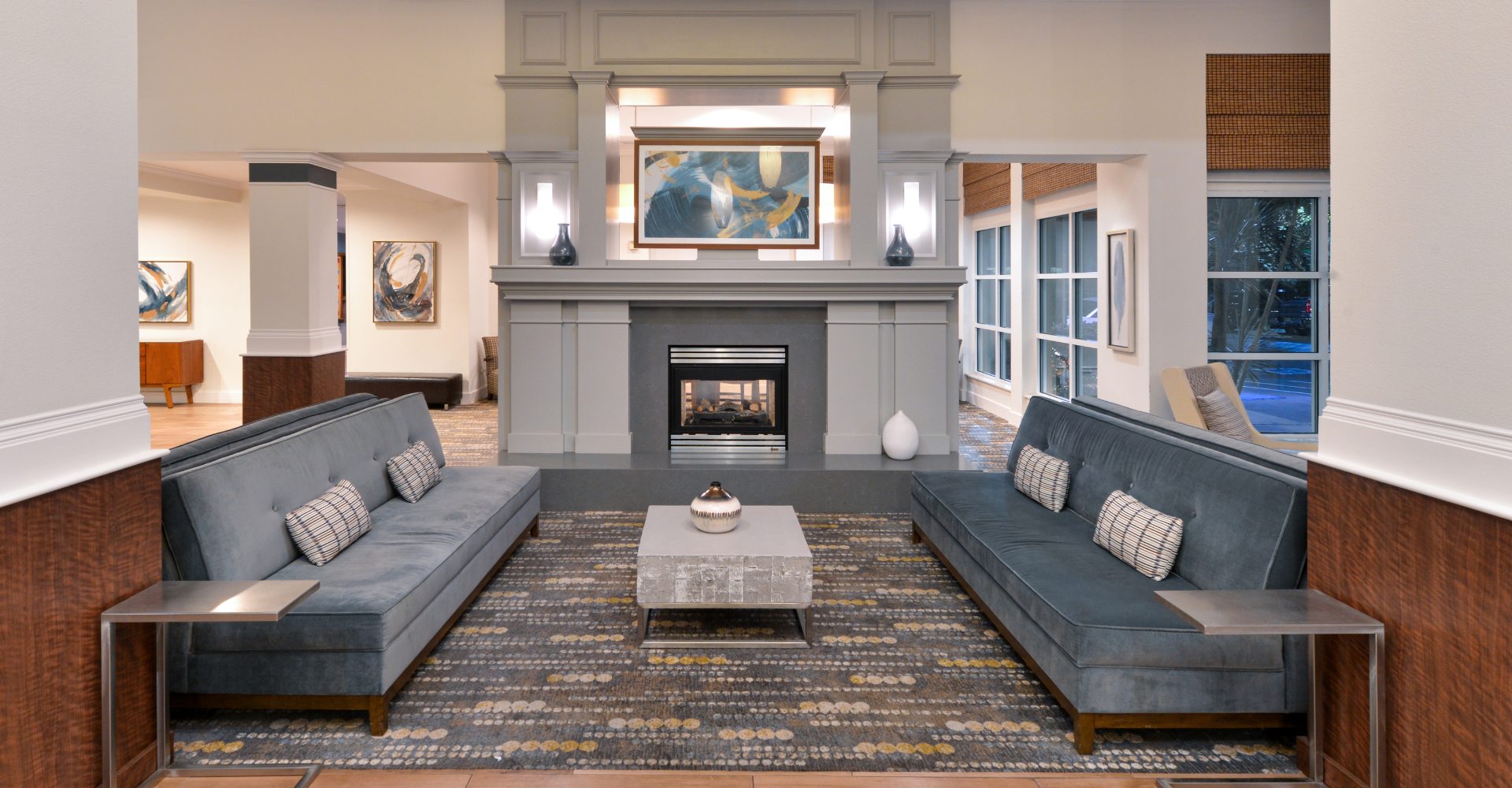 Living room with fireplace